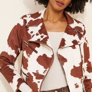 Brown and White Women's Jacket